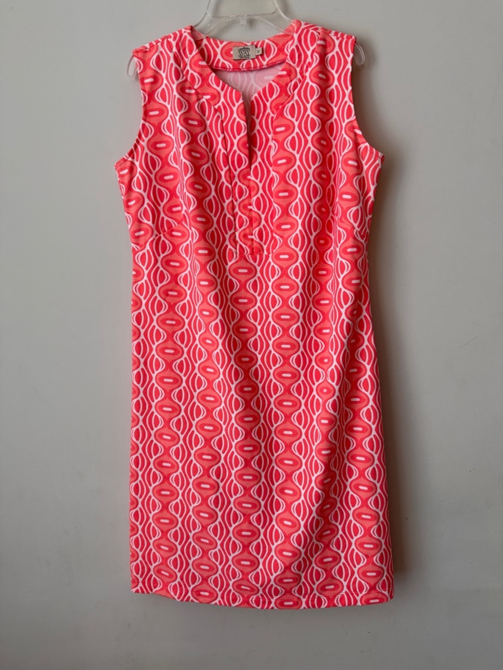 Sleeveless Coral Patterned Shift Dress